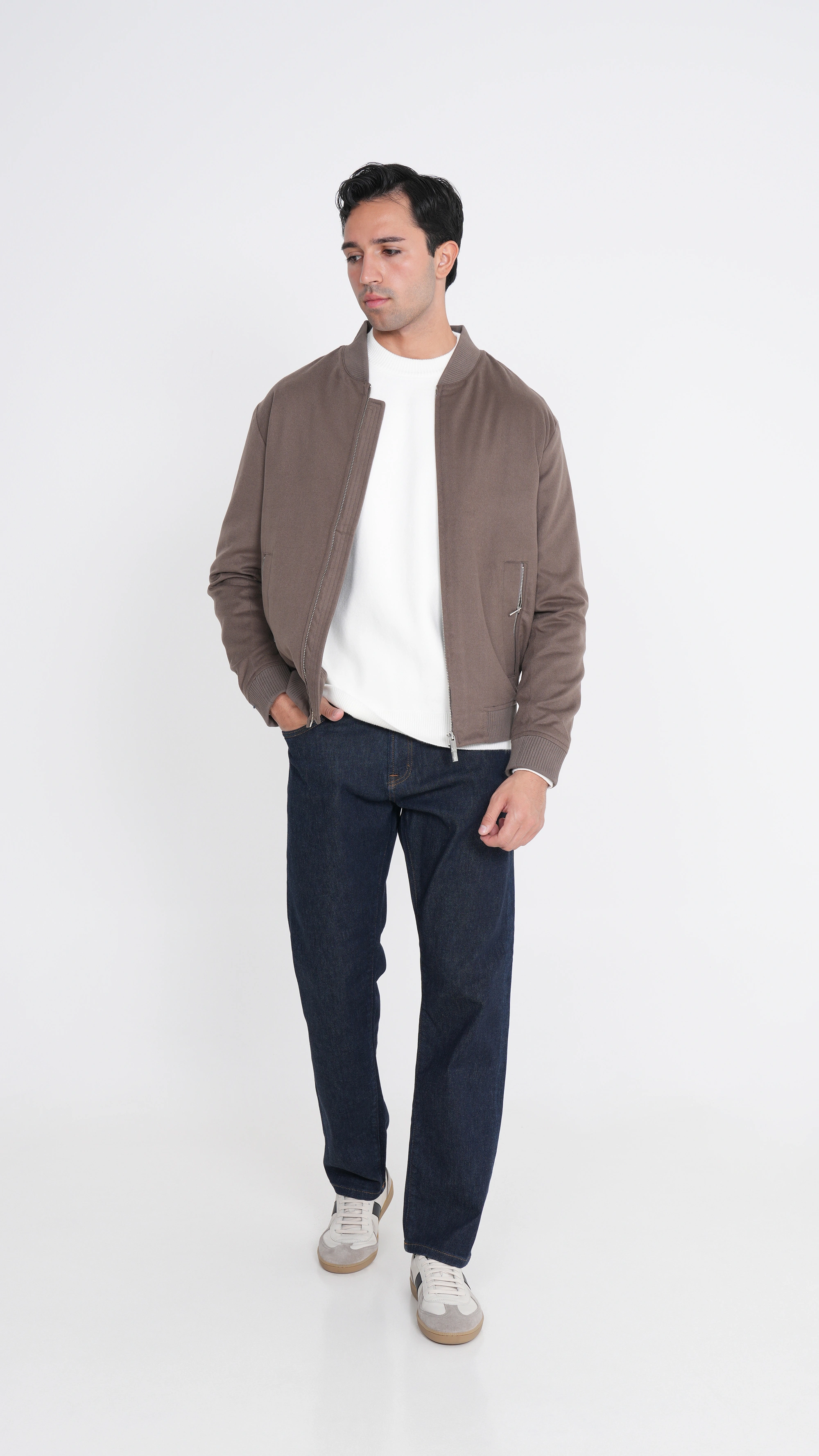 Ribbed Collar Bomber Jacket