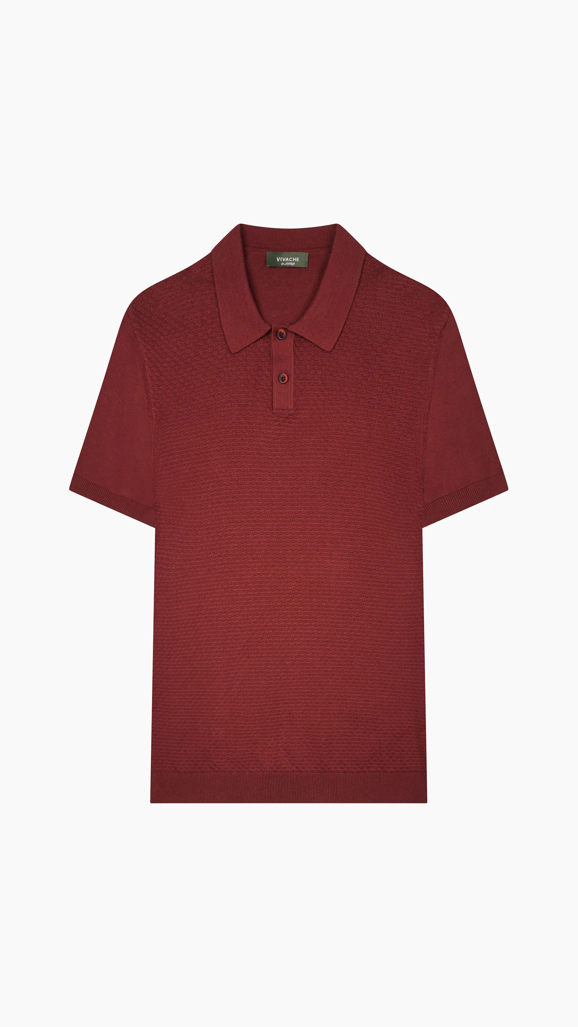 Textured Knit Cotton Polo Shirt