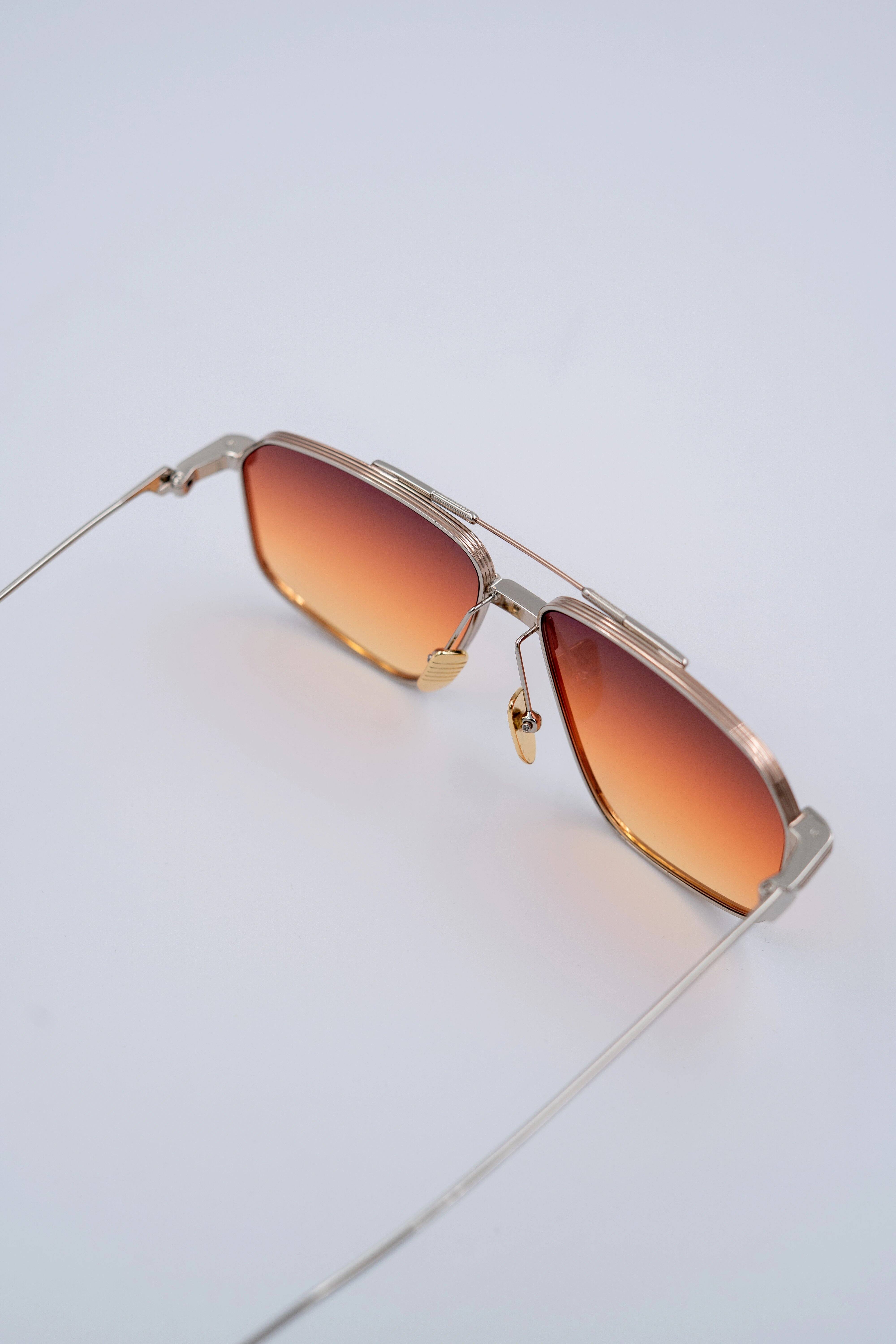 Metallic Geometric Aviator double Bridge Sunglass