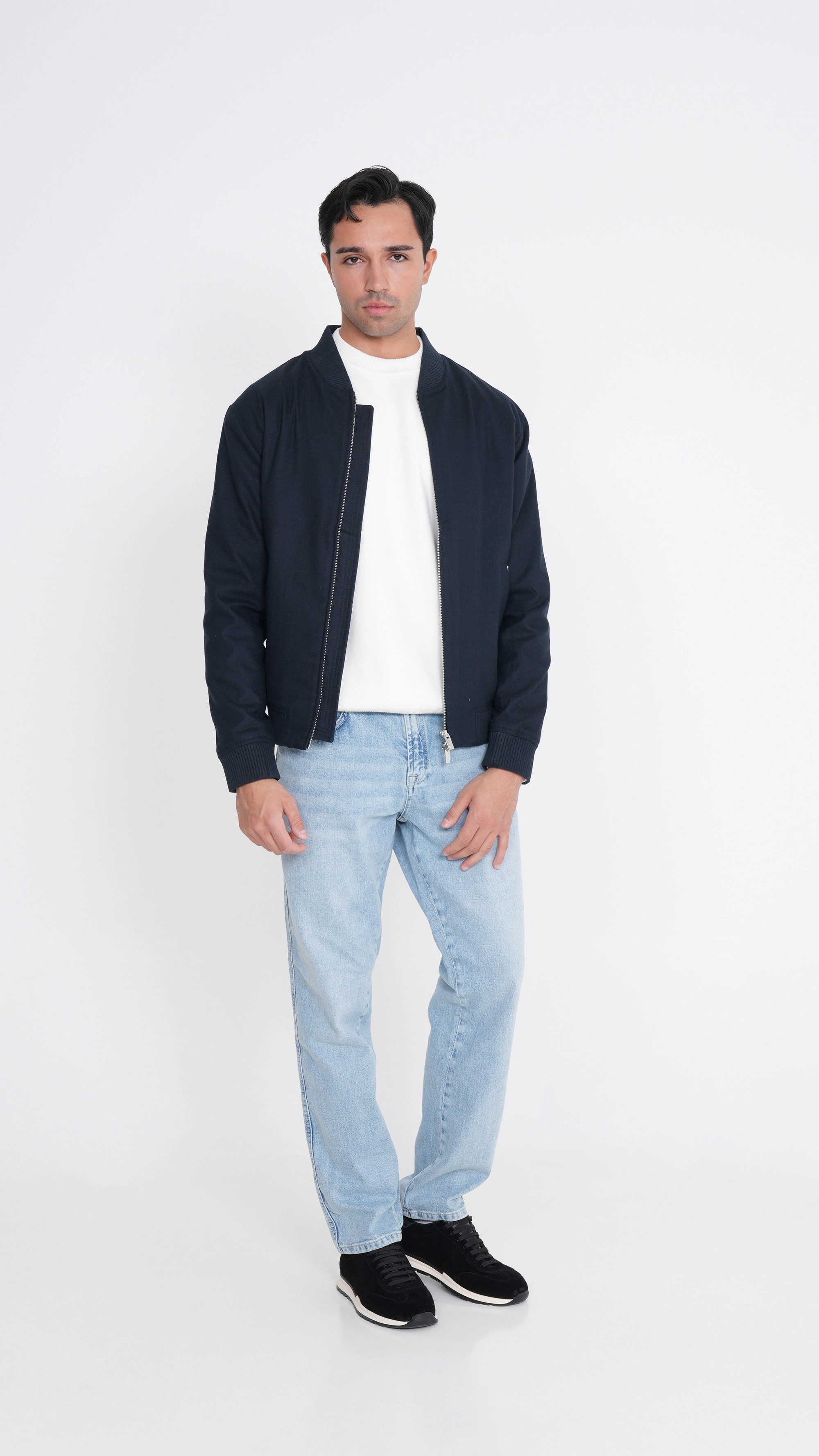 Ribbed Collar Bomber Jacket