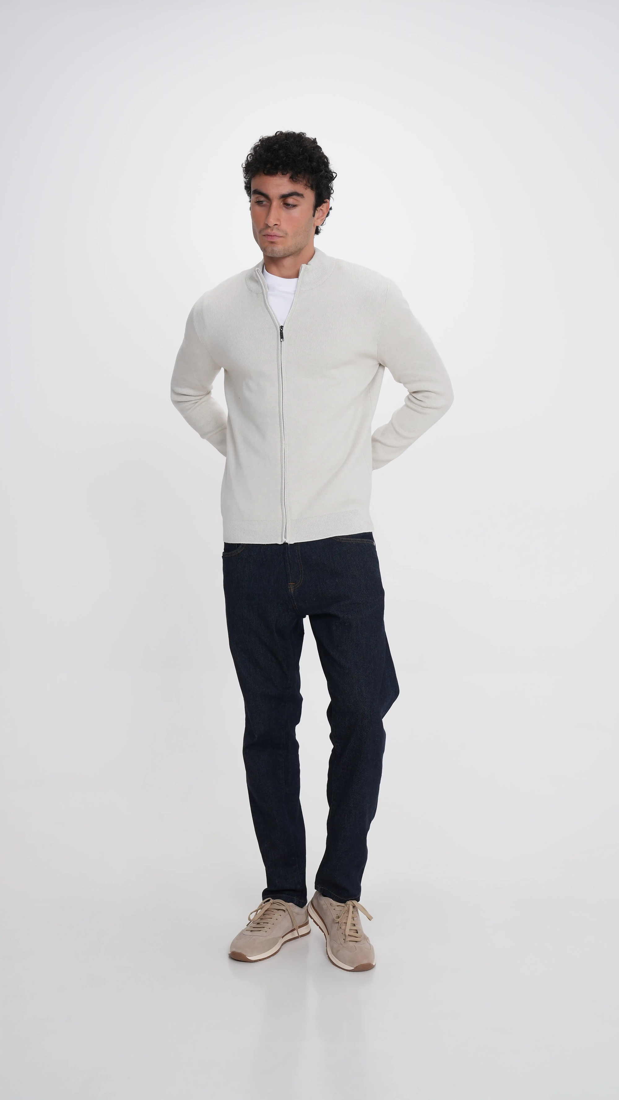 Slim Fit Front Zip Sweater.